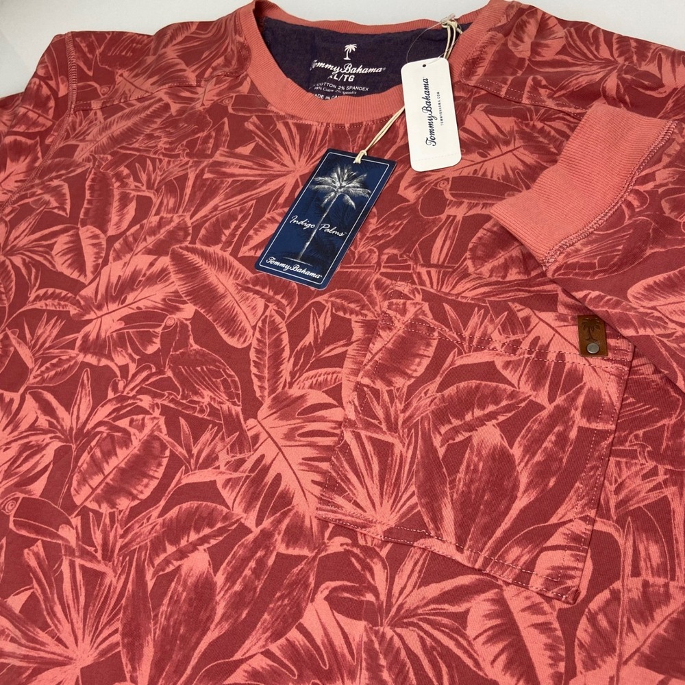 Tommy Bahama Mens XL Seashell Red Tropical Palm Sweatshirt NEW Indigo Palms